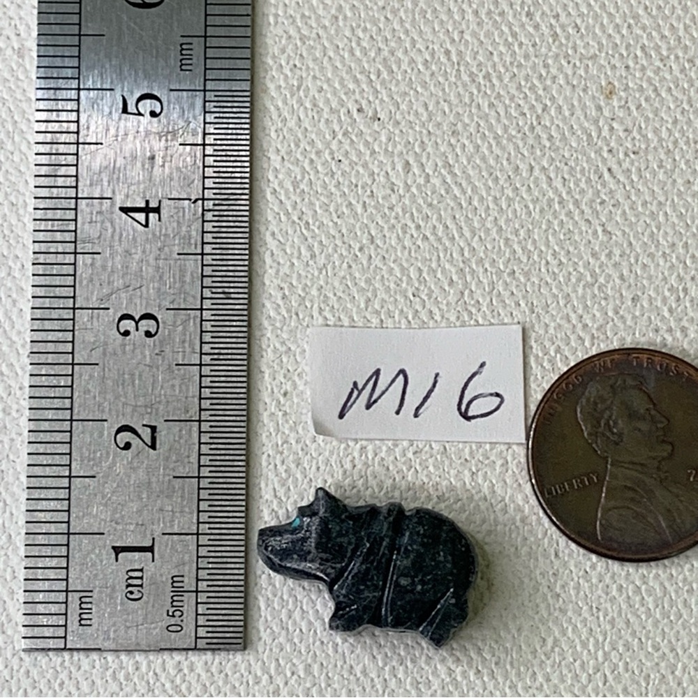 Native American Style Zuni Bear Fetish Bead Black Drilled Stone Mini Animal .7" - Picture 13 of 13